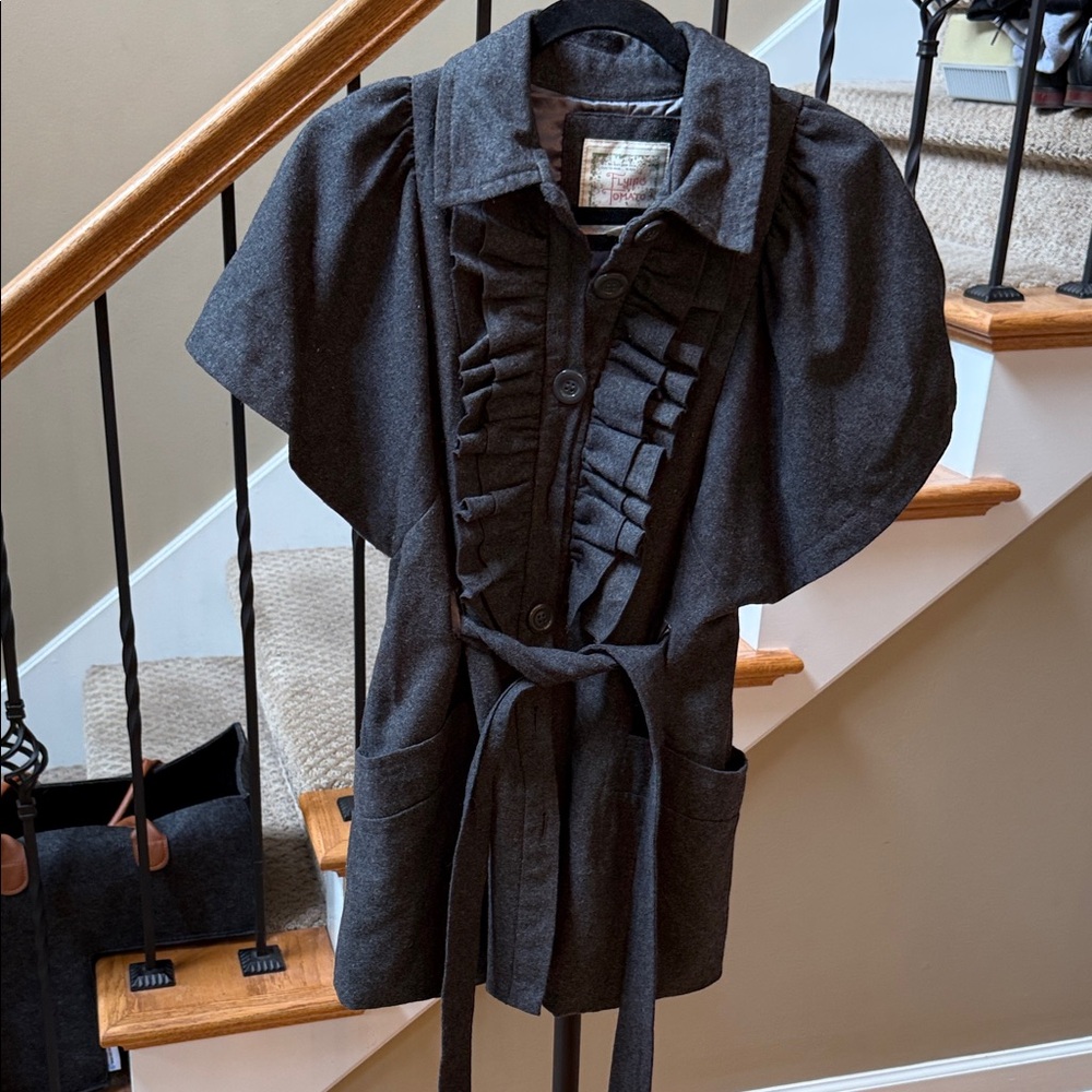 Flying Tomato Grey Ruffled Cape Jacket